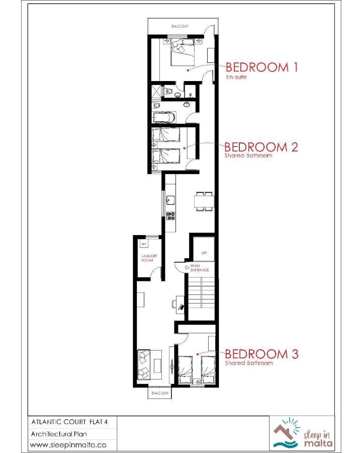 F4 Room 2, Private Room Two Single Beds Shared Bathroom Msida Kültér fotó